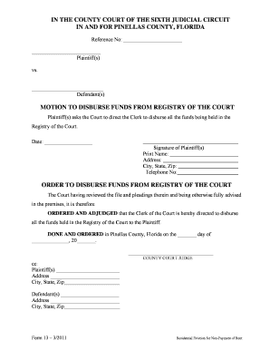 Motion to Disburse Funds from Court Registry