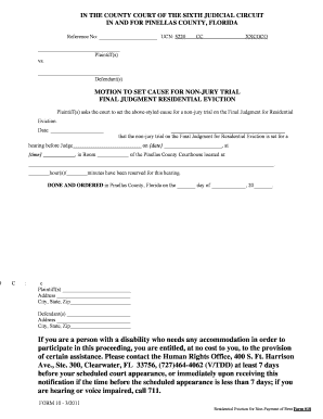 Motion to Set Cause for Non-Jury Trial