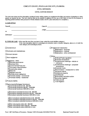 Florida Civil Cover Sheet