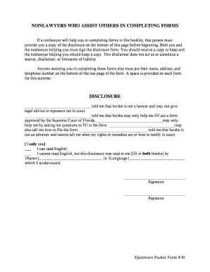 Florida Nonlawyer Form Assistance Disclosure