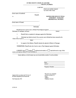 Motion for Default Final Judgment - Damages