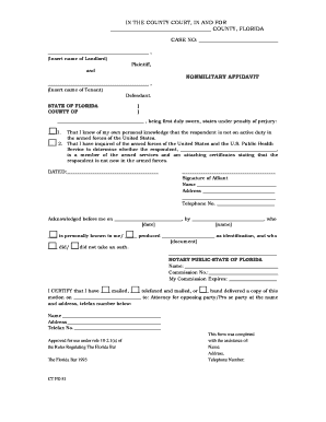 Florida Nonmilitary Affidavit