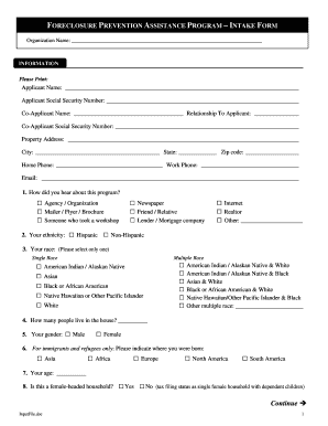 Foreclosure Prevention Assistance Program Intake Form