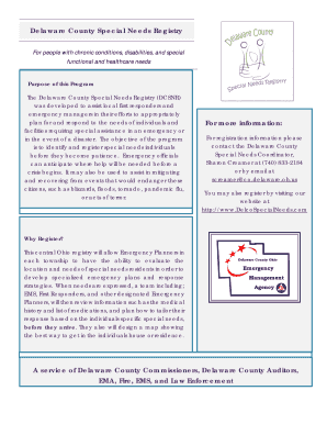 Delaware County Special Needs Registry Form