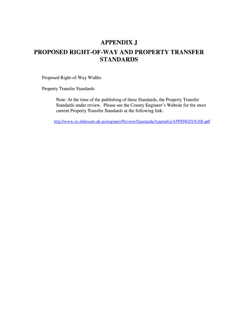 Fillable Online APPENDIX J PROPOSED RIGHTOFWAY AND PROPERTY TRANSFER