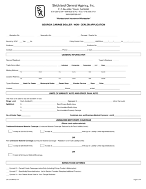 Georgia Garage Dealer Application