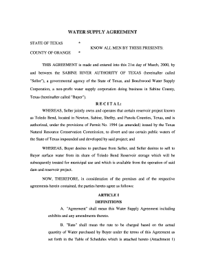 WATER SUPPLY AGREEMENT - Sabine River Authority of Texas - ftp sratx