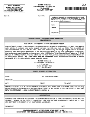 CATBC Settlement Claim Form 1