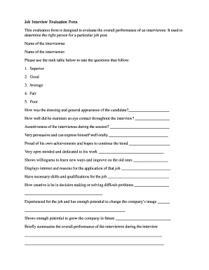 Job Interview Evaluation Form This evaluation form is designed to ...