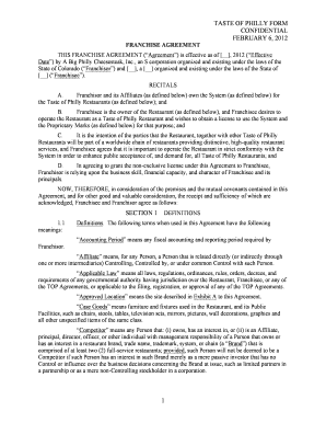 Taste Of Philly Sample Franchise Agreement - tasteofphilly