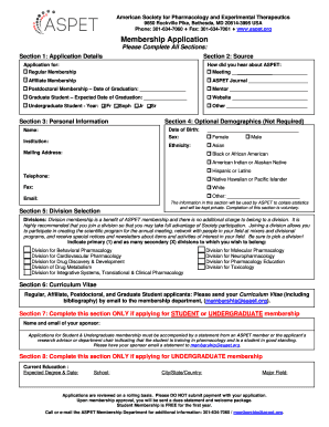 ASPECT Membership Application