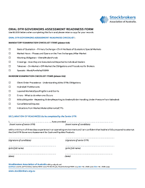15032012ORAL DTR ASSESSMENT READINESS FORM