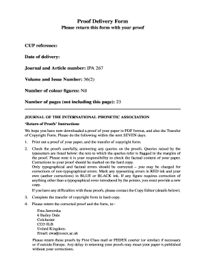 Journal Proof Delivery Form