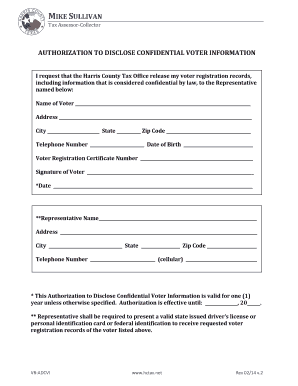Authorization to Disclose Confidential Voter Information