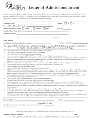 Letter of Admissions Intent