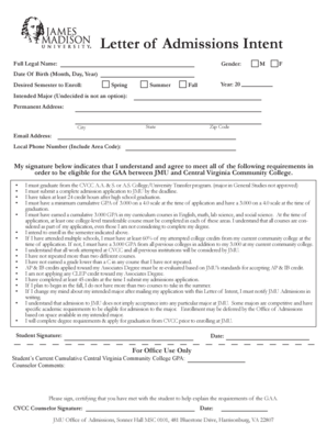 Letter of Admissions Intent