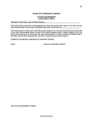 Access Endorsement for Loan Policy