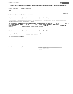 Satisfaction of Mechanics' Lien