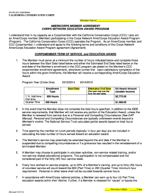 AmeriCorps Member Agreement