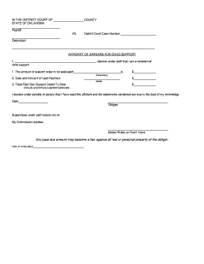 Affidavit of Arrears for Child Support