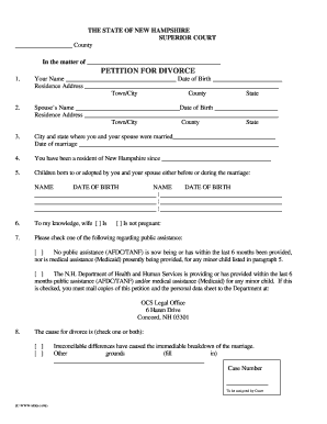 New Hampshire Divorce Petition