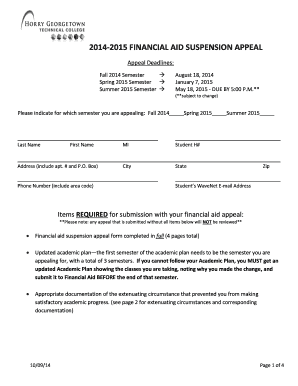 Financial Aid Suspension Appeal Form