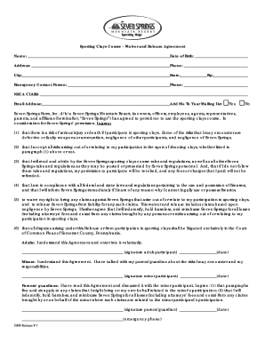 Sporting Clays Waiver and Release Agreement