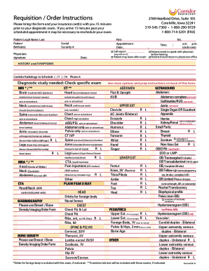 Medical Diagnostic Exam Requisition Form