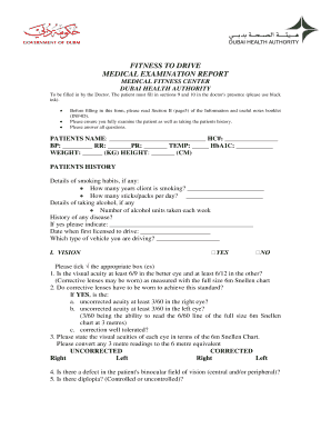 Fitness to Drive Medical Examination Report