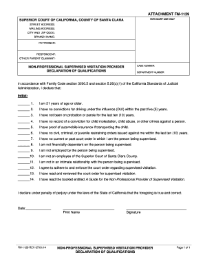 California Non-Professional Supervised Visitation Provider Declaration