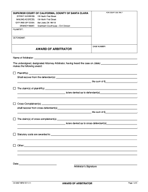 California Award of Arbitrator