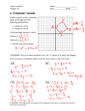 Linear Functions Homework Assignment