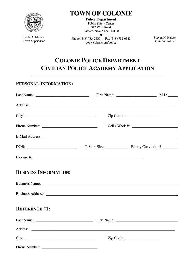 Police academy application form 2023 printable forms free online