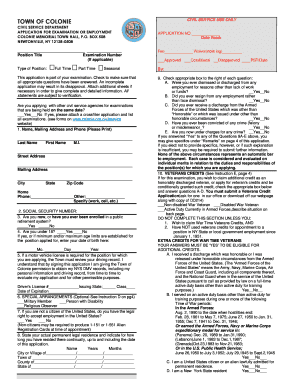 Town of Colonie Civil Service Employment Application