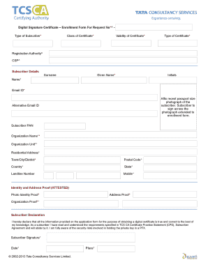 Digital Signature Certificate Enrollment Form