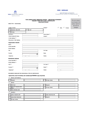 Tata Consultancy Services Digital Signature Certificate Request Form