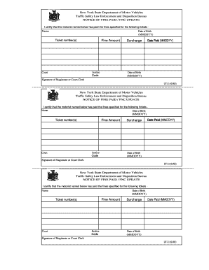 New York Traffic Fine Paid Notice