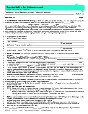 Exclusive Right of Sale Listing Agreement