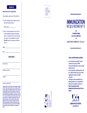 Meningitis Immunization Requirement Form