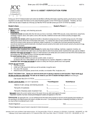 2014-15 Asset Verification Form