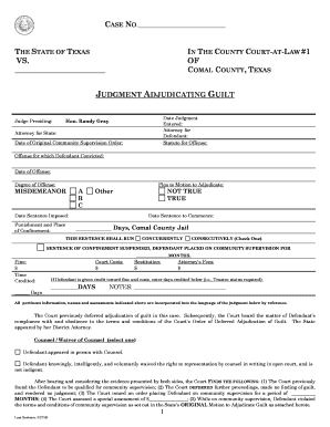 Texas Judgment Adjudicating Guilt