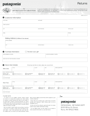 Iron Clad Guarantee Return Form