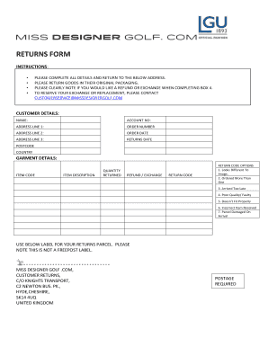 returns form