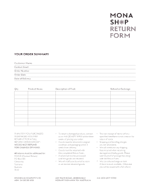 Product Return Form