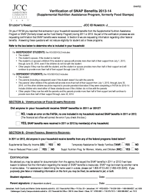 SNAP Benefits Verification Form