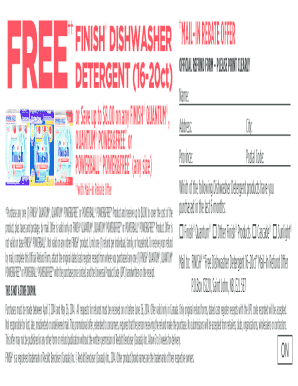 Finish Dishwasher Detergent Mail-In Rebate Form