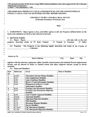 Colorado Contract to Buy and Sell Real Estate