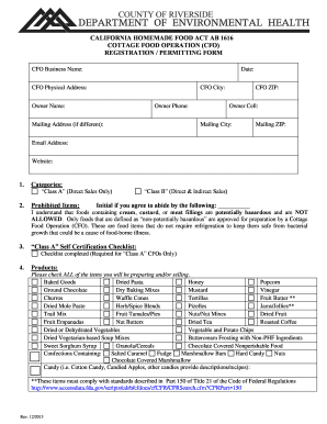 California Cottage Food Operation Registration Form