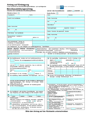 Antrag auf Eintragung in das Verzeichnis der Berufsausbildungsverhältnisse