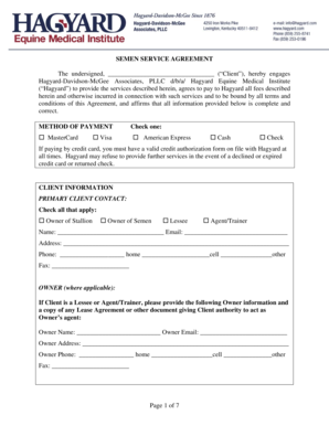 Semen Service Agreement